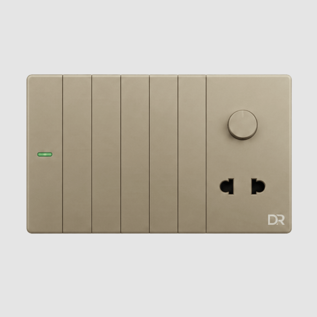 236 Champagne - 6+1 Dimmer Switch Sockets - Image 1