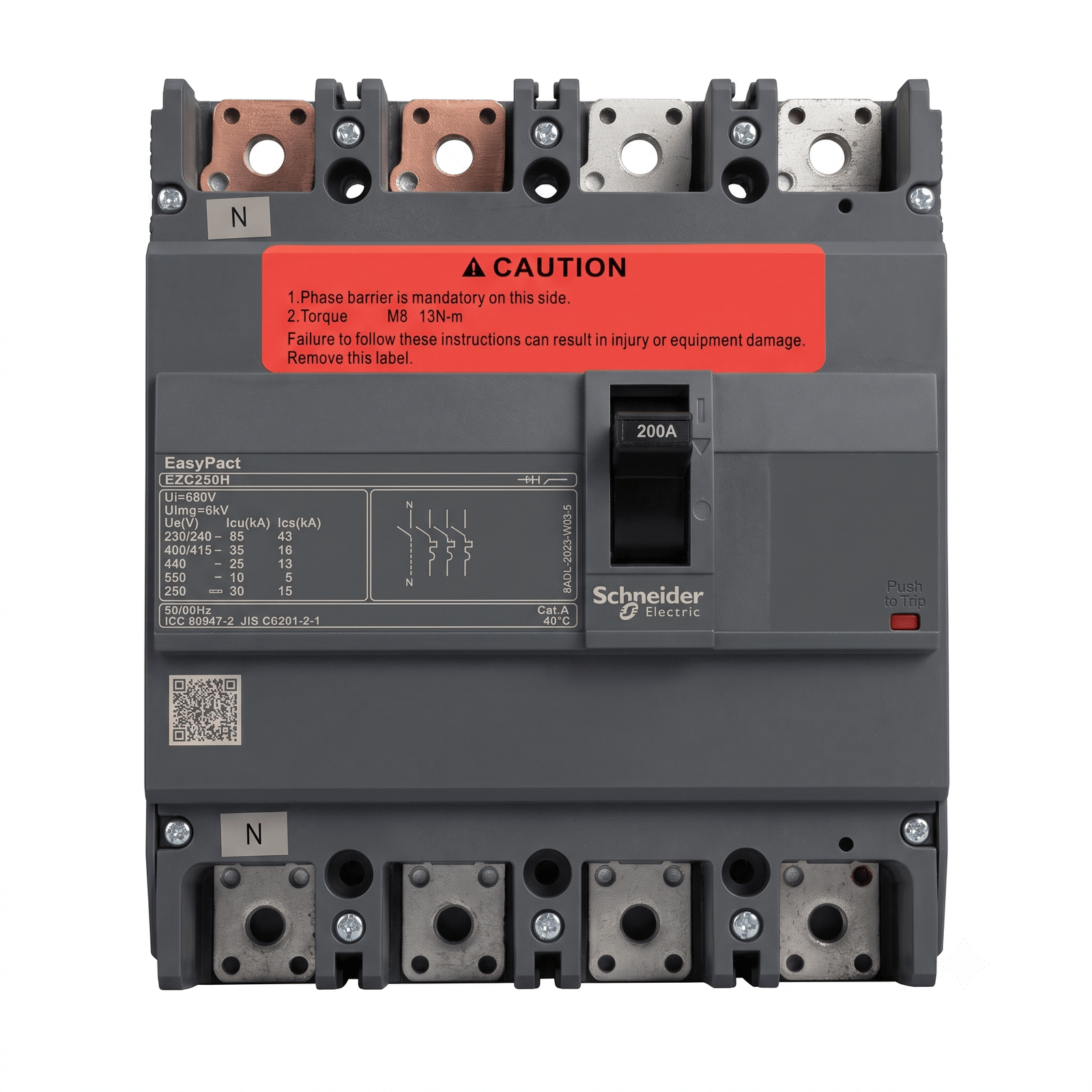 (1) Schneider MCCB 4 Pole 200Amp - Image 1